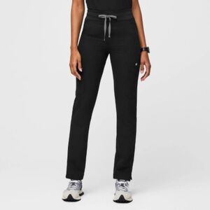 Black Yola High Waisted Skinny Scrub Pants | Figs